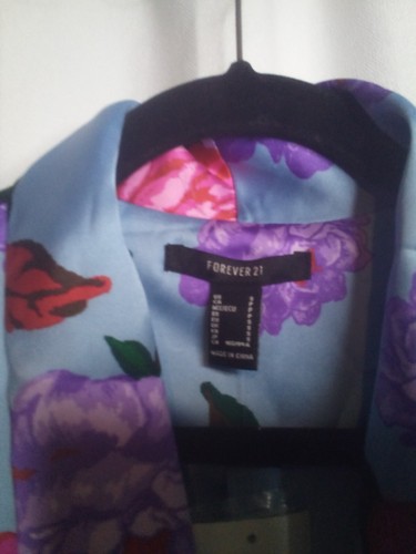Forever 21 Jacket Blazer S Women One Button Long Sleeve Floral Colorful - Picture 8 of 16