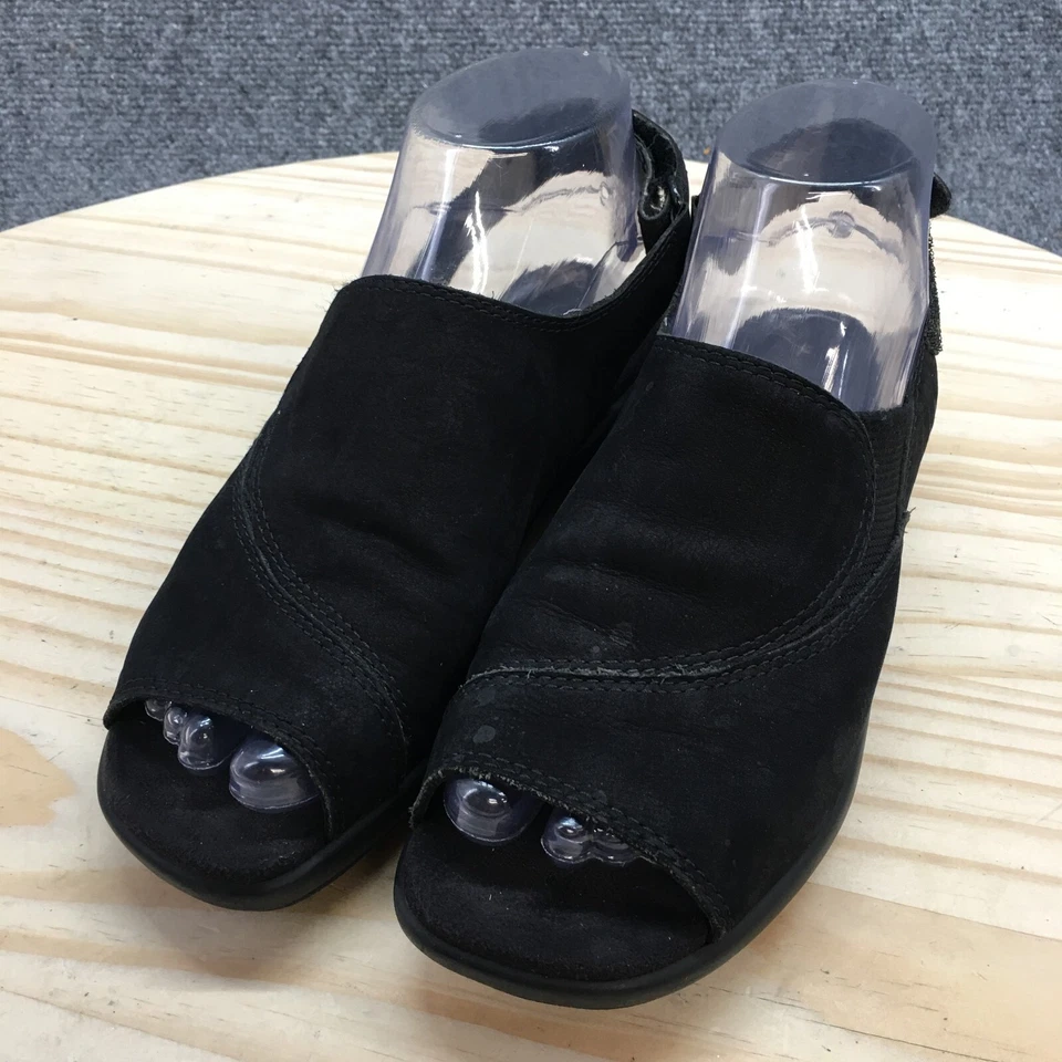 ECCO 凉鞋女式 36 露跟黑色麂皮绒休闲露趾楔形高跟鞋 — 第 3/4 张图片