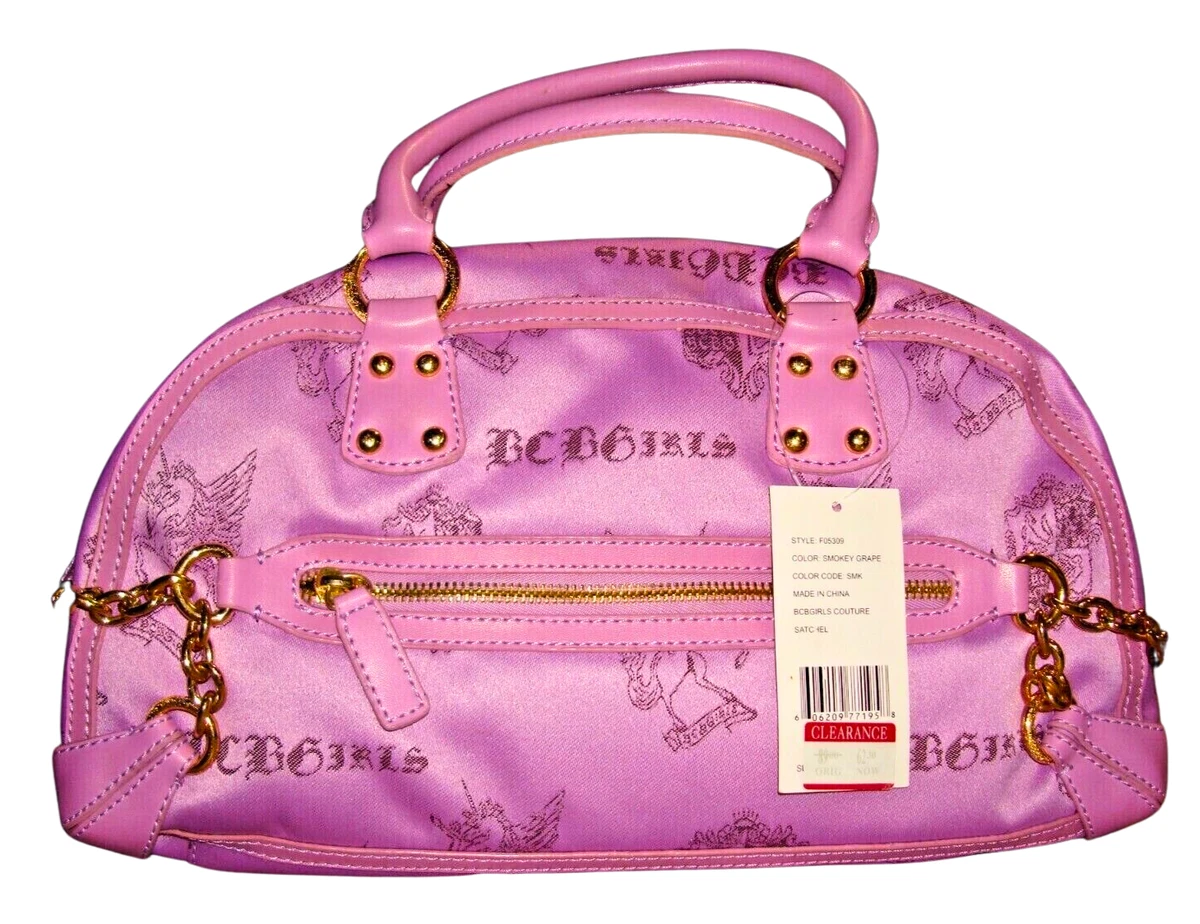 BCBGirls Smoky Grape Purple Purse Handbag Satchel Embossed NWT RARE DESIGNER BAG