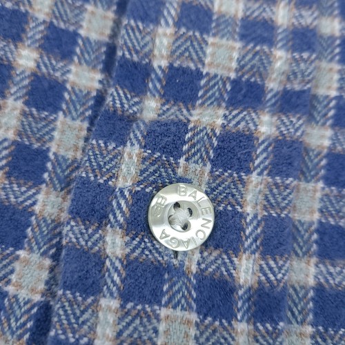 Balenciaga Shirt Mens 4 Small Blue Plaid Button Up Flannel Cotton Designer - Picture 4 of 11