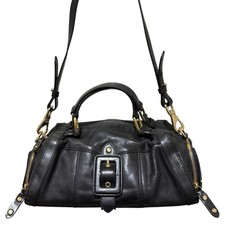 Cole Haan Satchel Handbag Shoulder Bag Purse Leather in BLK USED Good Condition