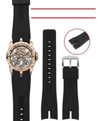 Premium Silicone Concave Strap For Roger Dubuis Excalibur Steel Buckle Band 26mm