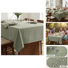 H.VERSAILTEX Rectangle Tablecloth Waffle Textured 60x84 Inch Sage