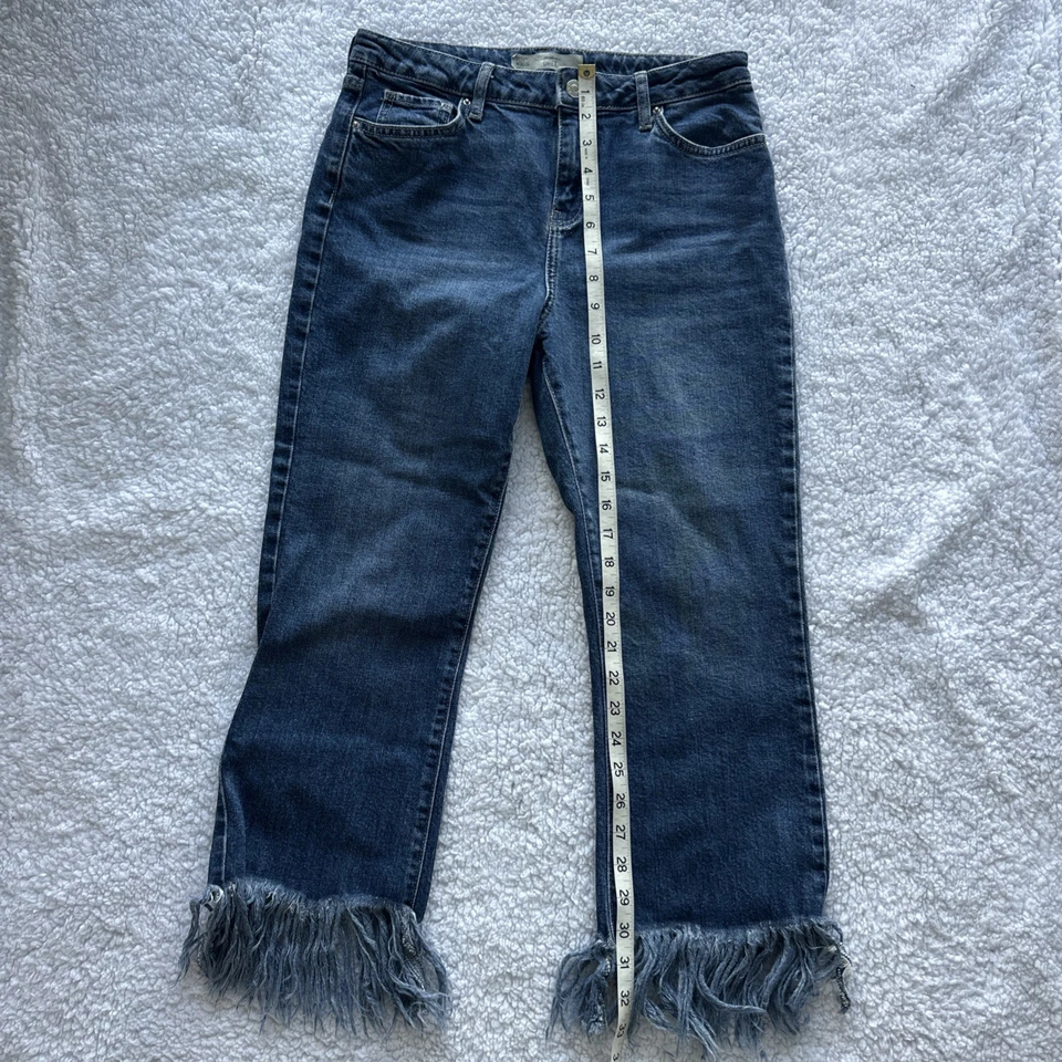 TOPSHOP sz 30 Women's Moto Dree Fringe Cropped Medium Wash Denim Jeans - Image 4 of 4