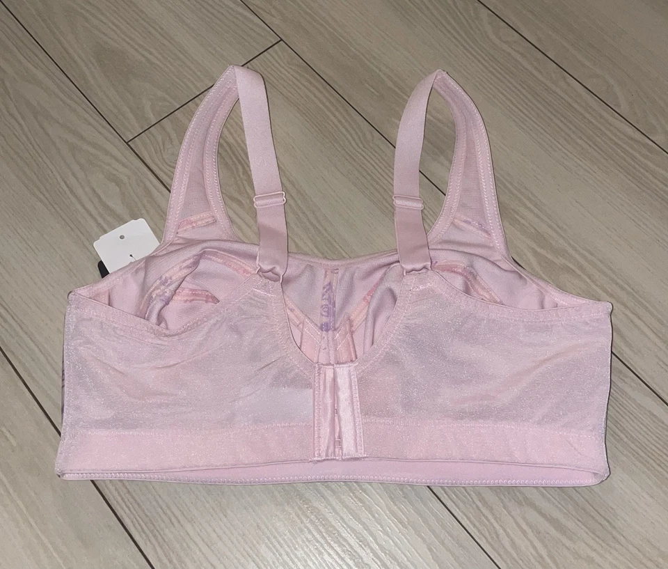 Sujetador deportivo Lunaire 11112 alto impacto sin relleno WF estampado mariposa 36B rosa nuevo Foto 4 de 4