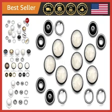 12mm Pearl Snap Fasteners for Western Shirts, White Marble Prong Buttons, 20 Set
