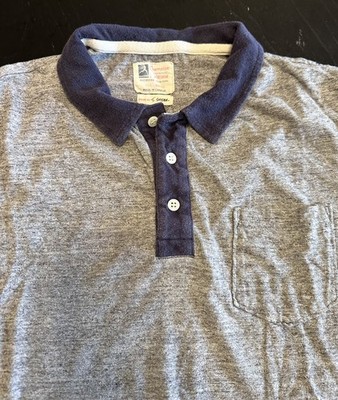 Todd Snyder Polo Shirt Mens Small Gray Navy  Champion Short Sleeve Cotton Golf