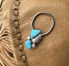 Vintage Sterling Silver Key Ring Southwest Turquoise Keychain