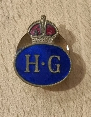Original WW2 Home Guard Unit Servicemans Enamel HG Small Lapel Badge - Image 1 of 2