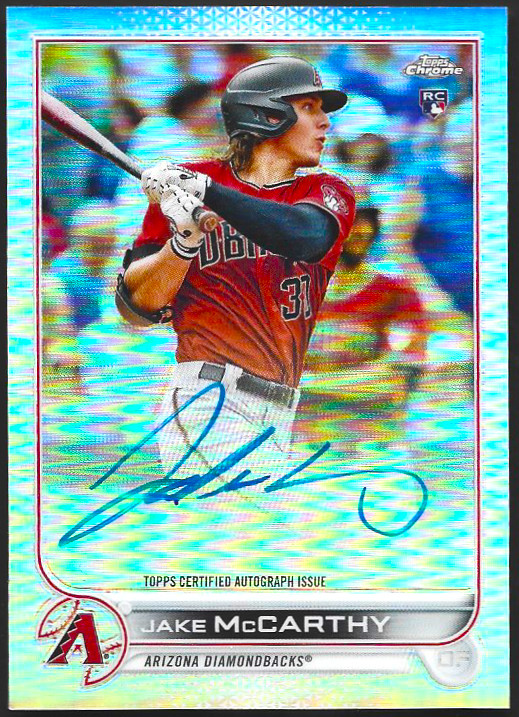 2022 Topps Chrome #RA-JMC Rookie Refractor Auto #40/499 Jake McCarthy Arizona