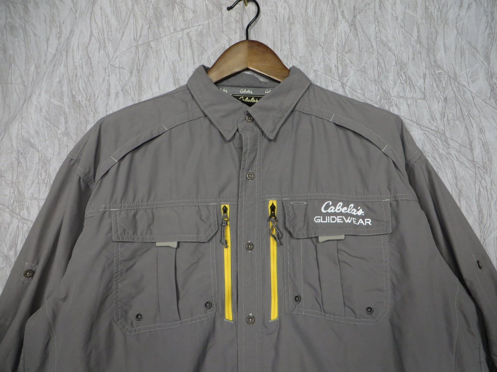 Cabelas Guidewear Fishing Shirt XL Gray UPF 50 Vented Nylon Outdoor Hiking