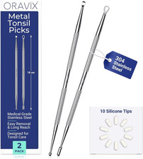 Tonsil Stone Remover Pack of 2 (18 Cm), Metal Tonsil Stone Removal Tool, Surgica