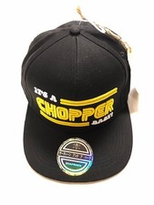 IT'S A CHOPPER BABY! Black 13.5" embroidered logo biker cap, new