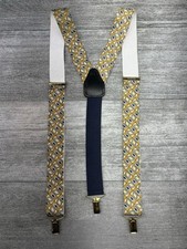 VTG Y-Back Suspenders Braces Geometric Diamond Stretch Hold Clip Down Preppy