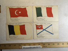 Vintage Lot of (4) Unused Country Flags Themed Postcards Poland Mexico Belgium