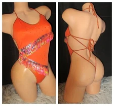 Exotic Dancer Stripper Sexy Stoned/Fringe One Piece Dancewear     (O1291)
