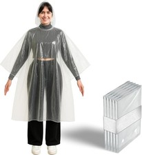 Better Office Products Disposable Clear Rain Ponchos with Hood for Adults, Emerg