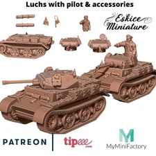 Eskice Miniature WW2 German Panzer II Luchs Tank & Accessories Bolt Action 28mm+