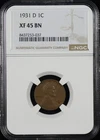 1931-D Lincoln Wheat Cent NGC XF-45 BN