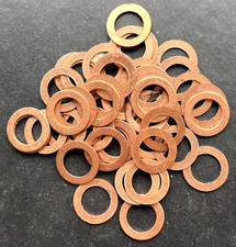 M10 Copper Washers- 16mm O/D X 10.3mm I.D X 0.7mm Thk, various quantities