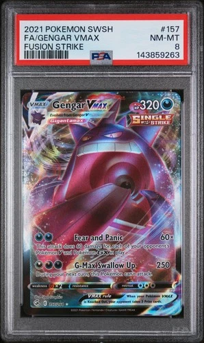 2021 POKEMON SWORD & SHIELD FUSION STRIKE #157 FULL ART/GENGAR VMAX PSA 8