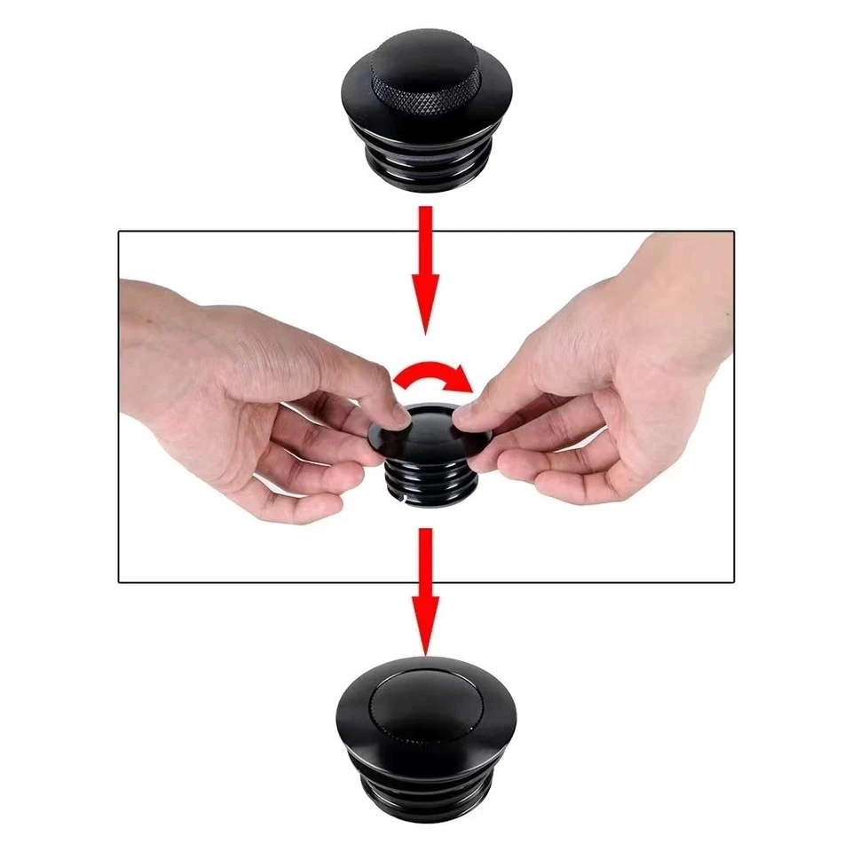 Black Vented Gas Cap For Harley Davidson Softail Sportster Dyna 1996-2017 Foto 3 de 4