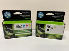 New GENUINE HP 962XL Black & 962 Color Ink Cartridges In Retail Box 03/2027
