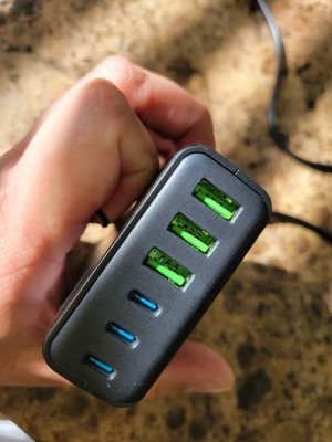 USB C Fast Charger, 90W 6 Port USB C Charging Station, Portable Fast USB C Wall