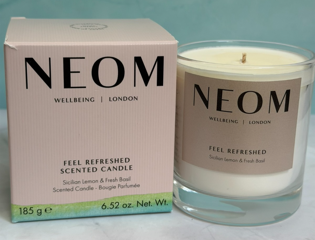 Neom Feel Refreshed Scented Candle 185g Sicilian Lemon Fresh Basil NWB RRP £40