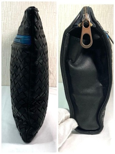 Bottega Veneta Intrecciato Leather Clutch Black Handbag Document Case - 第 6/20 張圖片