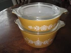 2 Vintage Pyrex Glass No 471-B 473-B Butterfly Baking Dish w/ 470-C Lids Covers