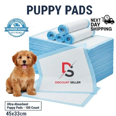 DISCOUNT SELLER 100 Pack Super Absorbent Puppy Pads Pet training Pads Dogs Puppies Mats 45x33cm