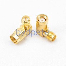 2 pcs RP-SMA male plug to RP-SMA female right angle 90 degree Connector Adapter