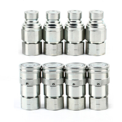 1/2'' Flat Face Hydraulic Quick Connect Couplers Couplings Skid Steer 4 Sets New