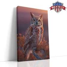 The Ember-Eyed Sentinel Wall Art, Owl Canvas Print for Home Decor, Wall Decor