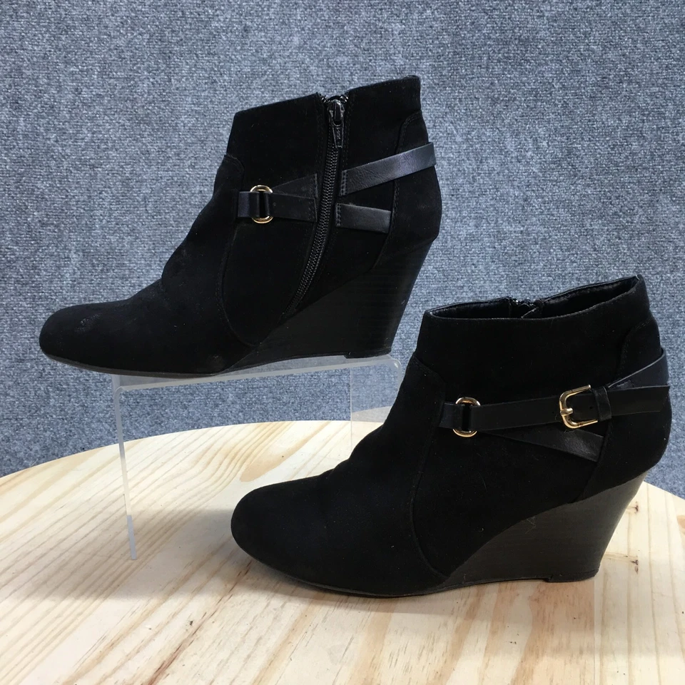 Report Botas Mujer 10 Galiana Botín Negro Gamuza Cuña Hebilla Cremallera Lateral Foto 2 de 4