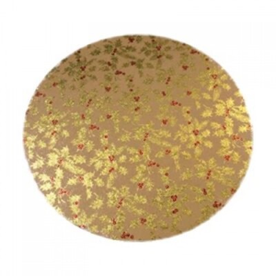 10'' Culpitt Doppel Dicke Runde Creme Weihnachten Kuchen Karton mit Gold Stechpalme 