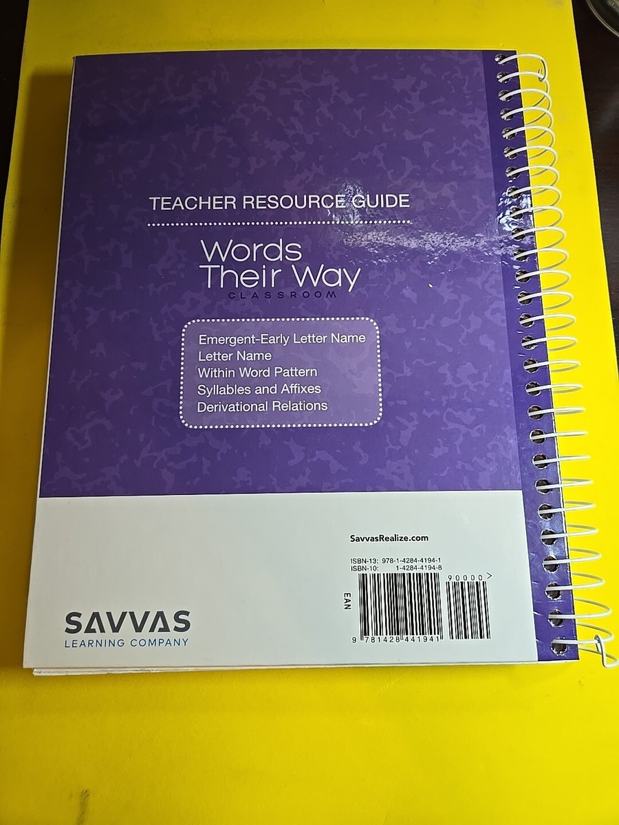 Words Their Way Classroom Teacher Resource Guide Savvas Learning