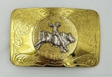 BRAND NEW-NEVER WORN VINTAGE BRONKING BULL AND RIDER RODEO BELT BUCKLE