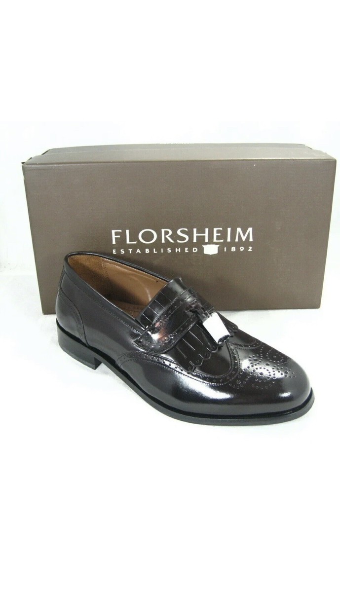 MENS Florsheim Brinson Black Leather Wingtip Kilted Tassel  display picture 3