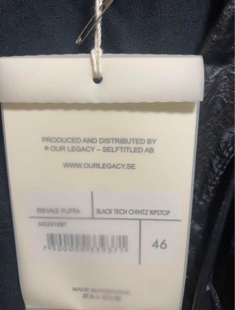 OUR LEGACY 23ss EXHALE PUFFA #0127 BLACK TECH 46 Size M OUR LEGACY 23ss EXHALE PUFFA #0127 BLACK TECH 46 Size M