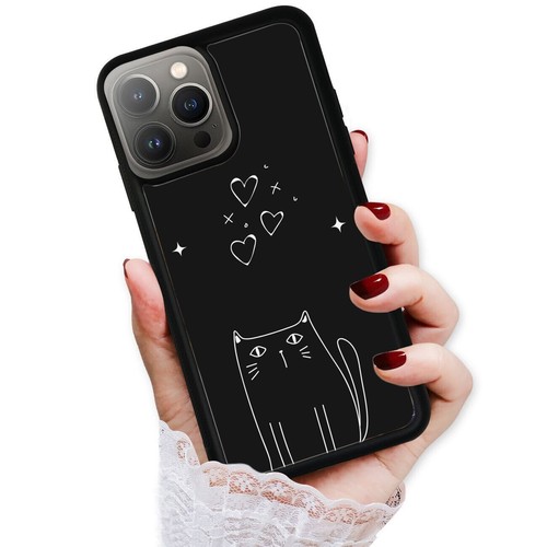 For iPhone SE XS XR Max 5 6 7 8 Plus kitten cat silhouette Pattern Hybrid Covers - Picture 7 of 25