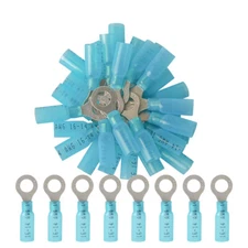 100PCS 1/4 Ring Heat shrink Electrical connector crimp terminals RV2-6 16-14AWG