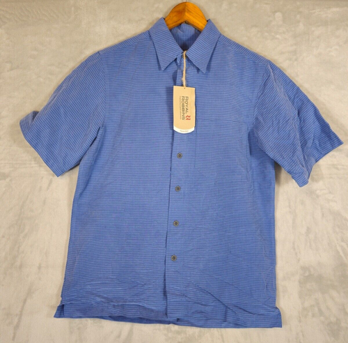 Royal Robbins Shirt Small Desert Pucker Abyss Blue Button Up Short Sleeve Mens