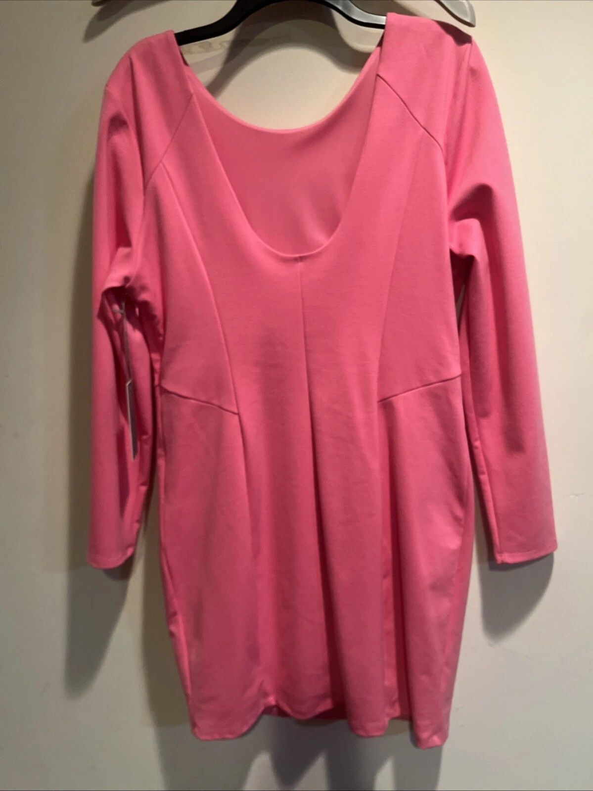 VALENTINO Abito Bodycon Jennifer Lopez Manica Lunga Foderato DonnaXL Rosa Azalea Riviera Chic