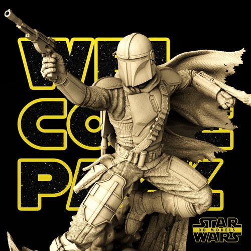 The Mandalorian 3D Printed Figure, Din Djarin Bounty Hunter Statue, Unpainted - Picture 6 of 10