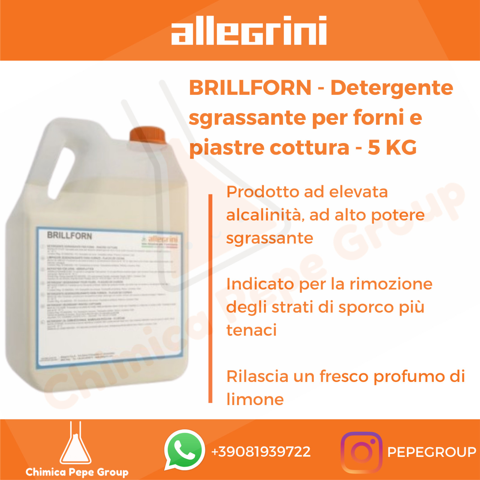 Allegrini Brillforn 4x5kg: Sgrassatore Professionale per Forni e Piastre