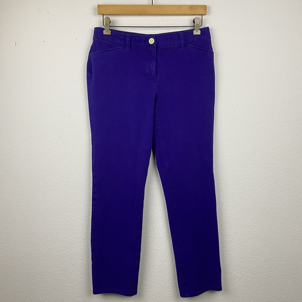 CHICO'S SO SLIMMING Purple Stretch Pants Size Denim Ankle