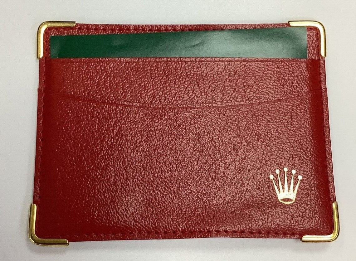 Genuine Vintage/Retro Ladies ROLEX Red Leather Card Holder Wallet