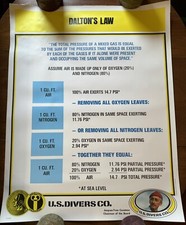 US Divers Co, daltons Law Poster, 24 x 32 , 1975 Orig Cousteau, VG Cond